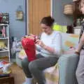 Isobel opens a suspiciously plant-shaped present, Christmas Day, Brome, Suffolk - 25th December 2020