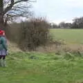 Isobel looks out over a field, A Virtual New Year's Eve, Brome, Suffolk - 31st December 2020