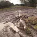 The muddy entrance to Judas Lane, Derelict Infants School and Ice Sculptures, Diss and Palgrave, Norfolk and Suffolk - 13th February 2021