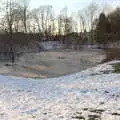 The Oaksmere pond is still frozen, Derelict Infants School and Ice Sculptures, Diss and Palgrave, Norfolk and Suffolk - 13th February 2021