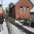 Fred by the old school, Derelict Infants School and Ice Sculptures, Diss and Palgrave, Norfolk and Suffolk - 13th February 2021