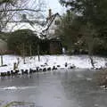 A frozen pond in Brome, Derelict Infants School and Ice Sculptures, Diss and Palgrave, Norfolk and Suffolk - 13th February 2021