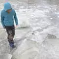 Harry stands on a shallow bit of frozen pond, Derelict Infants School and Ice Sculptures, Diss and Palgrave, Norfolk and Suffolk - 13th February 2021