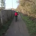 Fred on the bike path to Century Road, The Mean Streets of Eye, Suffolk - 7th March 2021