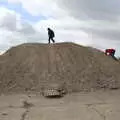 The boys climb a crushed-concrete hill, Another Walk on Eye Airfield, Eye, Suffolk - 14th March 2021