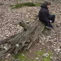 Fred sits on a log, A Trip to Dunwich Beach, Dunwich, Suffolk - 2nd April 2021
