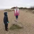 Megan stands on a concrete block, A Trip to Dunwich Beach, Dunwich, Suffolk - 2nd April 2021