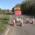 The old B1077 to the Swan is closed, Roadworks and Harry's Trampoline, Brome, Suffolk - 6th April 2021