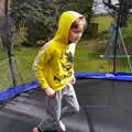 Harry runs around on the trampoline, A Cameraphone Roundup, Brome and Eye, Suffolk - 12th April 2021