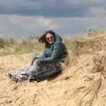 Isobel's up in the dunes, A Chilly Trip to the Beach, Southwold Harbour, Suffolk - 2nd May 2021