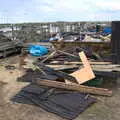 A pile that looks like a building has collapsed, A Chilly Trip to the Beach, Southwold Harbour, Suffolk - 2nd May 2021