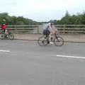 Gaz and The Boy Phil on the bridge, A BSCC Ride to Pulham Market, Norfolk - 17th June 2021