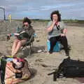 Evelyn reads, whilst Do Wheeze has a fag on, Pints of Guinness and Streedagh Beach, Grange and Sligo, Ireland - 9th August 2021