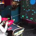 Harry blasts away at Space Invaders, Head Out Not Home: A Music Day, Norwich, Norfolk - 22nd August 2021