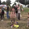 A girl shouts as some spiky punks walk past, Maui Waui Festival, Hill Farm, Gressenhall, Norfolk - 28th August 2021