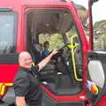 One of the firemen gives Harry a look around, The Brome and Oakley Fête, Oakley Hall, Suffolk - 19th September 2021