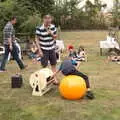 Harry bounces over to draw a ticket in the raffle, The Brome and Oakley Fête, Oakley Hall, Suffolk - 19th September 2021