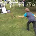 Harry flings a winning quoit, The Brome and Oakley Fête, Oakley Hall, Suffolk - 19th September 2021