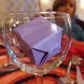 One of Fred's Origami boxes in a wine glass, Sunday Lunch at the Village Hall, Brome, Suffolk - 10th October 2021