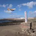 An EasyJet 737 and some graffiti on the beach, Five Days in Lanzarote, Canary Islands, Spain - 24th October 2021