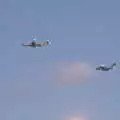 A passenger plane gets a close military escort, Five Days in Lanzarote, Canary Islands, Spain - 24th October 2021