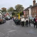 The parade reaches Broad Street, The GSB and Remembrance Day Parades, Eye and Botesdale, Suffolk - 14th November 2021