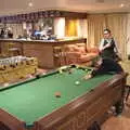 Harry cues up on the pool table, Dove Players' Trouble in Pantoland, Eye Community Centre, Suffolk - 11th December 2021