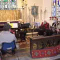 The horn section waits, GSB Carols and Beer With the Lads, Thornham and Thorndon, Suffolk  - 18th December 2021