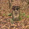 A smiling wooden Moai, A Return to Thornham Walks, Thornham, Suffolk - 19th December 2021