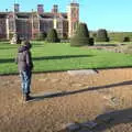 Fred becomes the gnomon in a human sundial, A Visit to Blickling Hall, Aylsham, Norfolk - 9th January 2022