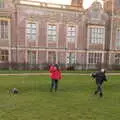 Fred lobs a wellie boot into the air, A Visit to Blickling Hall, Aylsham, Norfolk - 9th January 2022