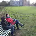 Fred and Isobel on the bench, A Visit to Blickling Hall, Aylsham, Norfolk - 9th January 2022