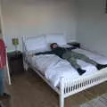 Fred stretches out having claimed a bedroom, Greencastle, Doagh and Malin Head, County Donegal, Ireland - 19th April 2022