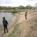 The boys on the beach, The Canoe's First Outing, Weybread Lake, Harleston - 1st May 2022