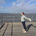 Isobel leans into the wind, A Postcard from Felixstowe, Suffolk - 5th October 2022