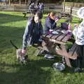 The Boy Phil interacts with a cat, A Few Hours at Alton Water, Stutton, Suffolk - 22nd October 2022