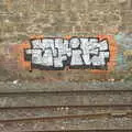 A funky graffiti tag on the DART wall, The End of the Breffni, Blackrock, Dublin - 18th February 2023