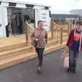 Isobel and Fred by the new farm shop, Bike Rides and a Visit to the Farm Shop, Eye, Suffolk -  25th April 2023