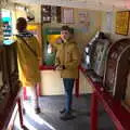 Isobel and Harry do the old-time penny arcade, The Heritage Steam Gala, Bressingham Steam Museum, Norfolk - 1st May 2023