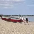 A small boat is put out to sea, A Cambridge Reunion on the Beach, Dunwich, Suffolk - 23rd August 2023