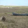 A boat's bow lurches out of the marshes, Camping on the Edge at Snettisham Beach, Norfolk - 28th August 2023