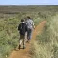 Fred and Isobel walk along the path, Camping on the Edge at Snettisham Beach, Norfolk - 28th August 2023