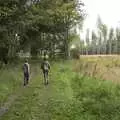 We turn left by a clearing in the forest, Camping on the Edge at Snettisham Beach, Norfolk - 28th August 2023