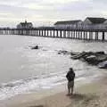 Some dude does a bit of fishing by the pier, The Waverley Paddle Steamer at Southwold Pier, Suffolk - 27th September 2023