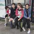 The gang at the bus stop on Monkstown Farm, A Day in Blackrock North, County Louth, Ireland - 7th October 2023