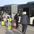 Isobel and Fred wait to board the bendy bus, A Day in Blackrock North, County Louth, Ireland - 7th October 2023