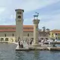 The famous Rhodes deer statue in Mandraki harbour, The Cats of Rhodes, Ρόδος, Greece - 24th October 2023