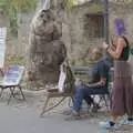 An artist paints a scene, A Trip to Lindos and More Cats of Rhodes, Ρόδος και Λίνδος, Greece - 28th October 2023