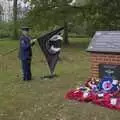 The MIA-POW flag is furled up, A B-17 Memorial, The Oaksmere Hotel, Brome, Suffolk - 10th November 2023