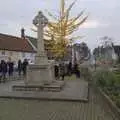 A crowd starts gathering by the war memorial, The Gislingham Silver Band at Botesdale Remembrance, Suffolk - 12th November 2023